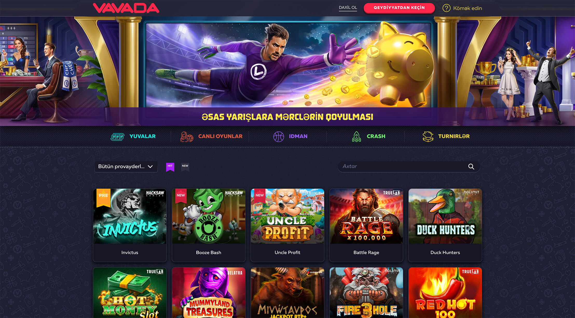 VAVADA onlayn kazino – qeydiyyat, idman mərcləri, yuvalar və canlı oyunlar